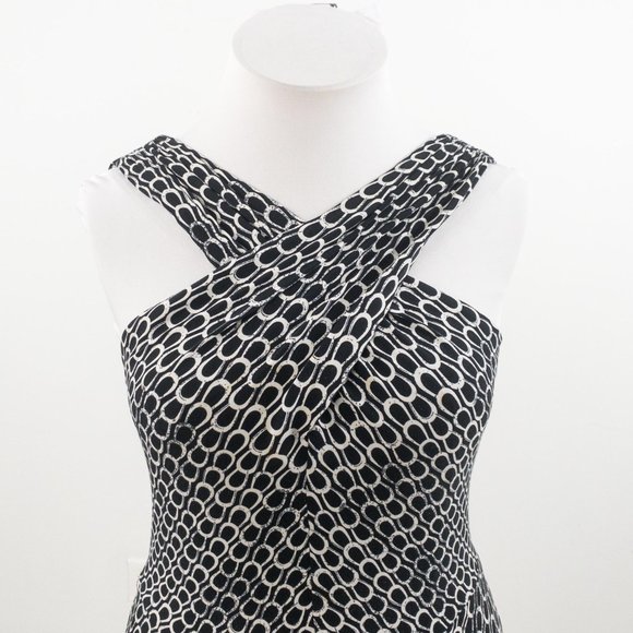 David Meister L Geometric Print Midi Dress Black - Picture 3 of 9